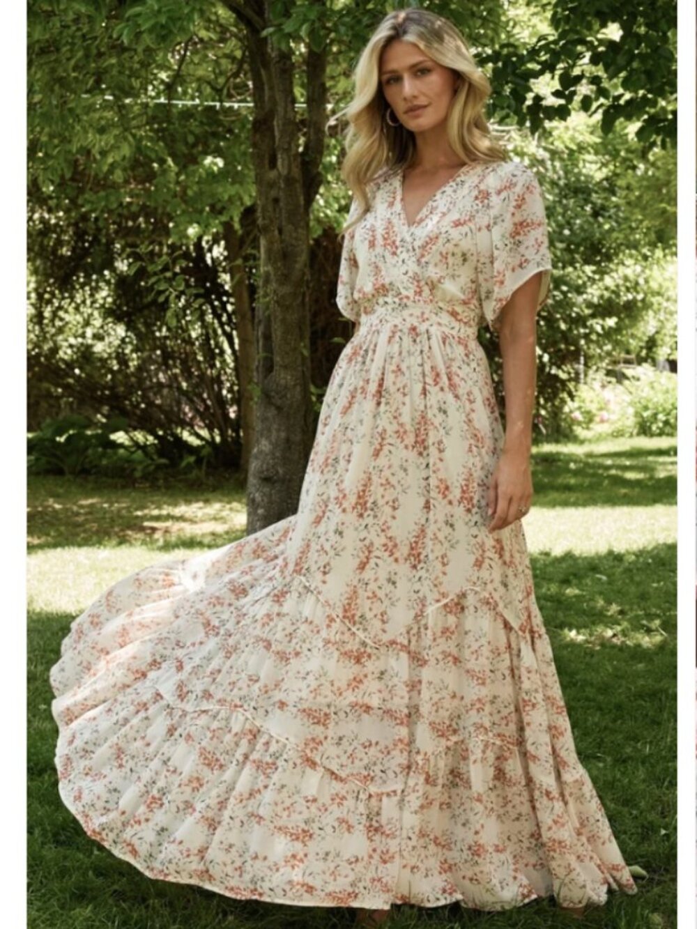 Baltic Born Katherine Maxi Dress Cream Rust Floral Women's 3XL Wedding Flowy